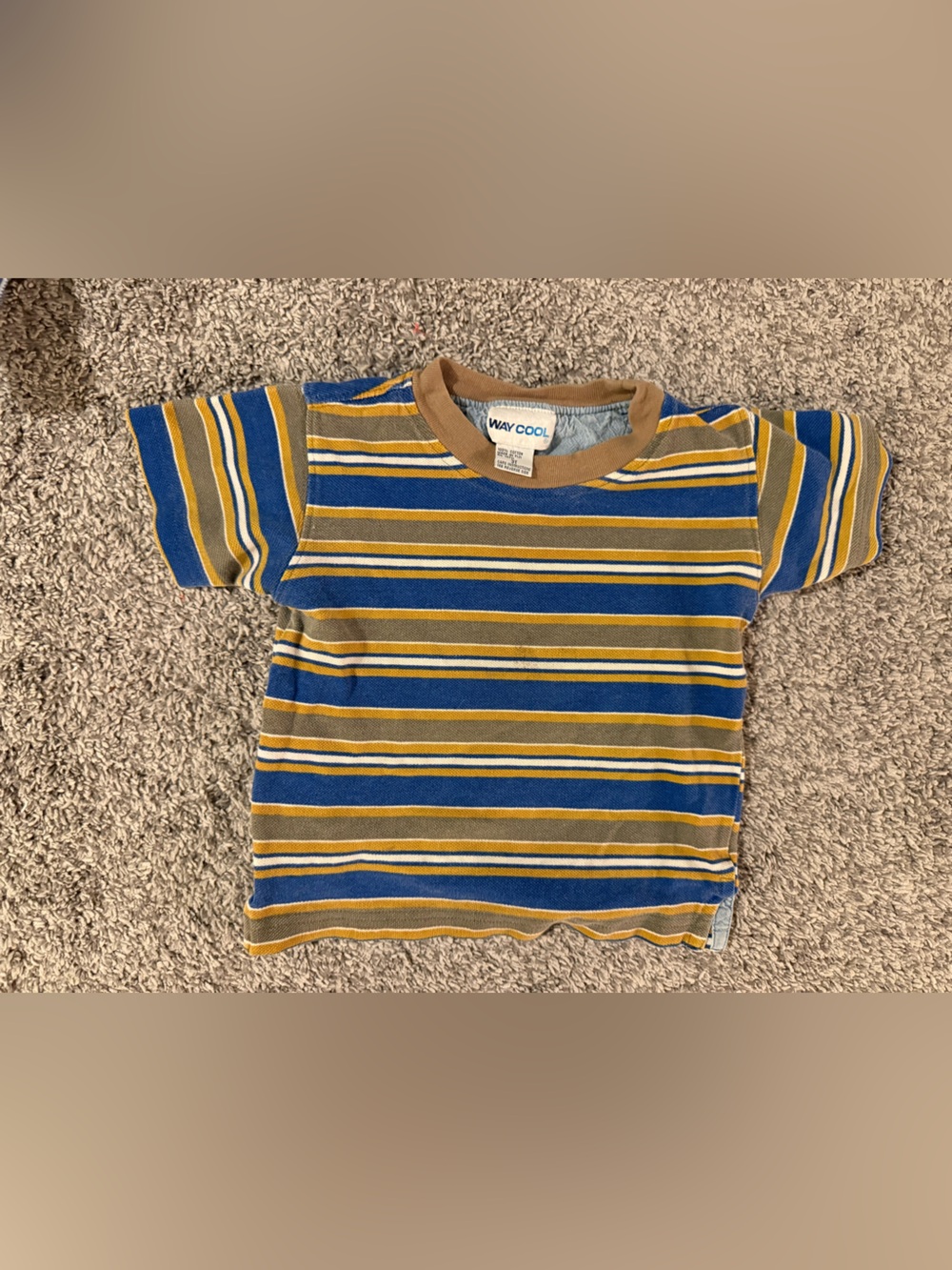 Vintage Striped Kids Tee - Blue & Brown